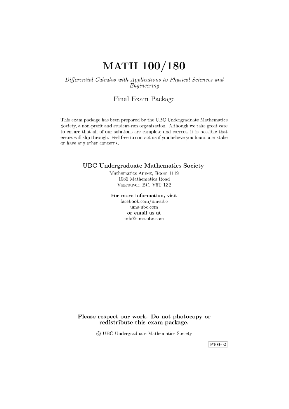 Exam sol 2012 2015 math 100 studocu