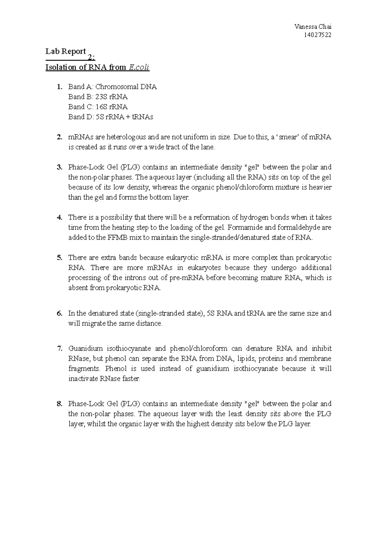 Lab Report 2 Molecular Bio 091132 Studocu