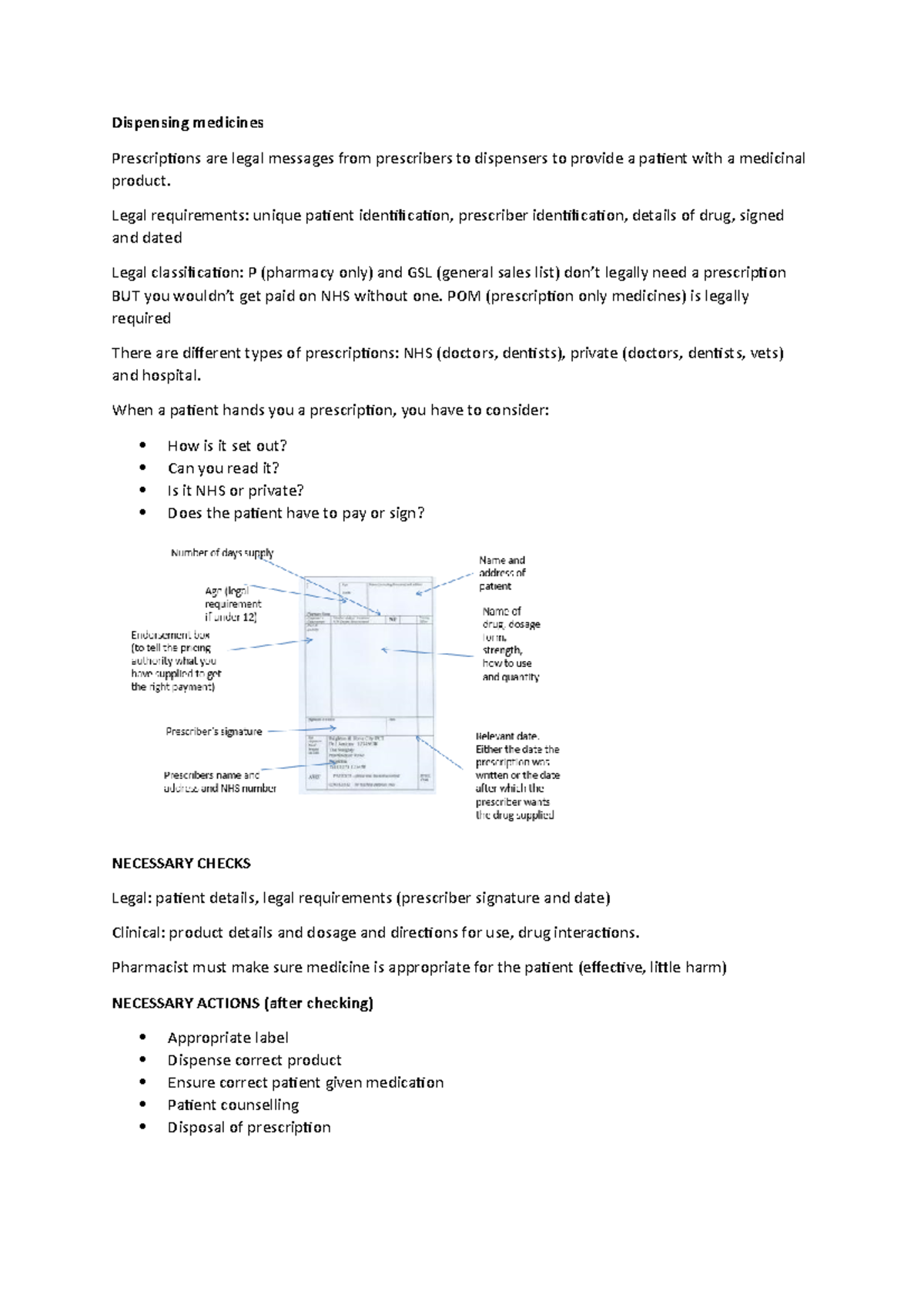 Dispensing medicines Dispensing medicines Prescriptions are legal