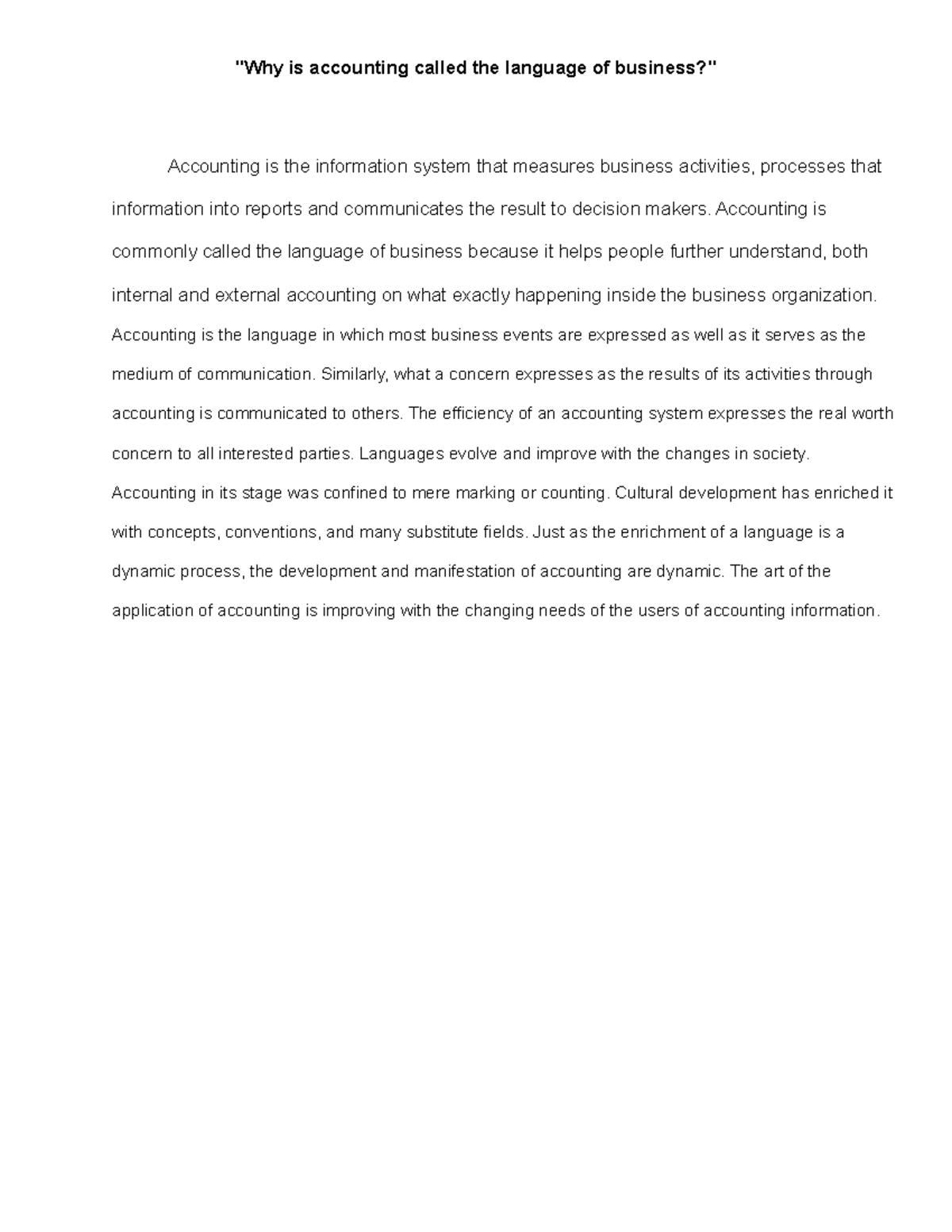 accounting related essay