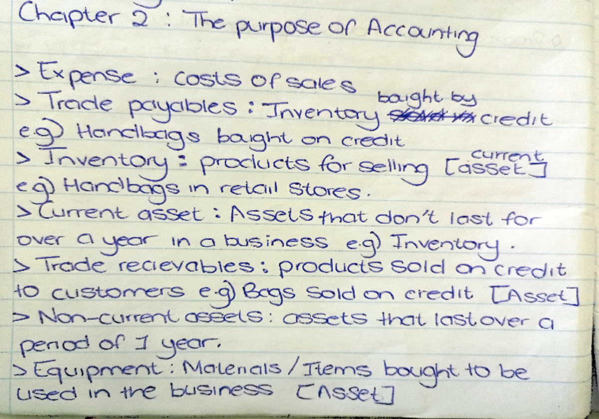 Financial Accounting Notes - Chaper 2 The purpose or Accountig >ExpenSe ...