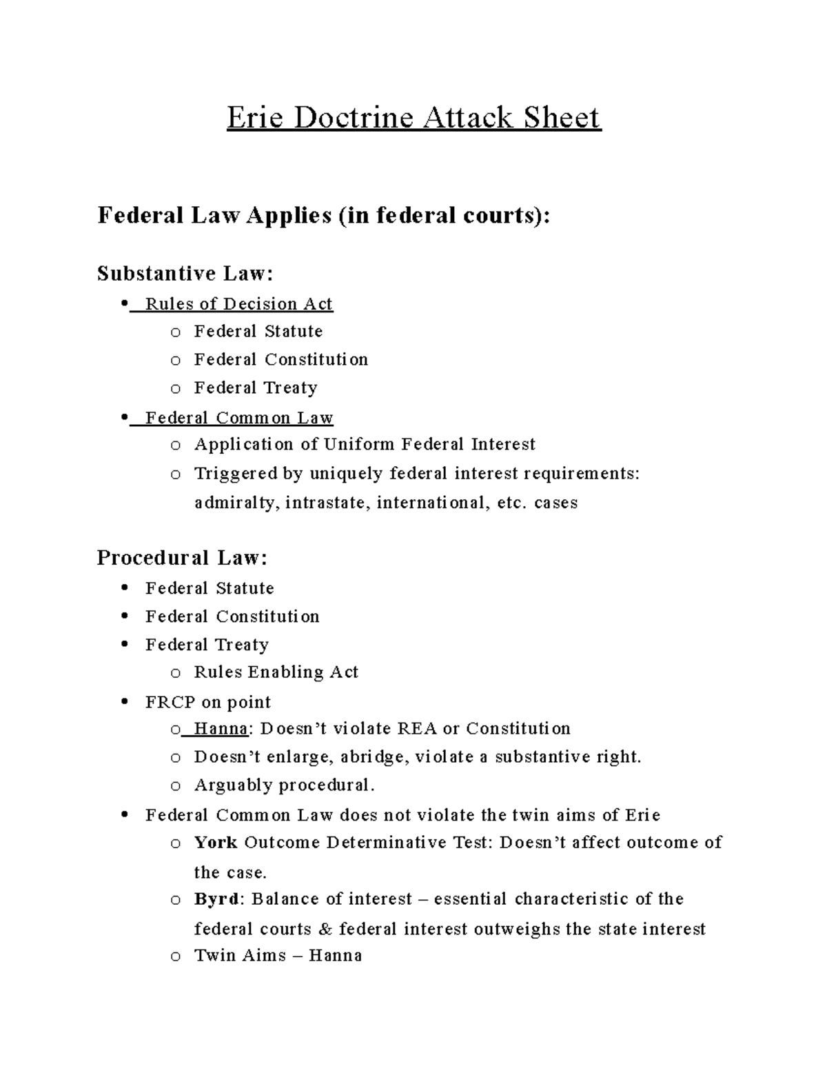 erie-doctrine-useful-sheet-erie-doctrine-attack-sheet-federal-law