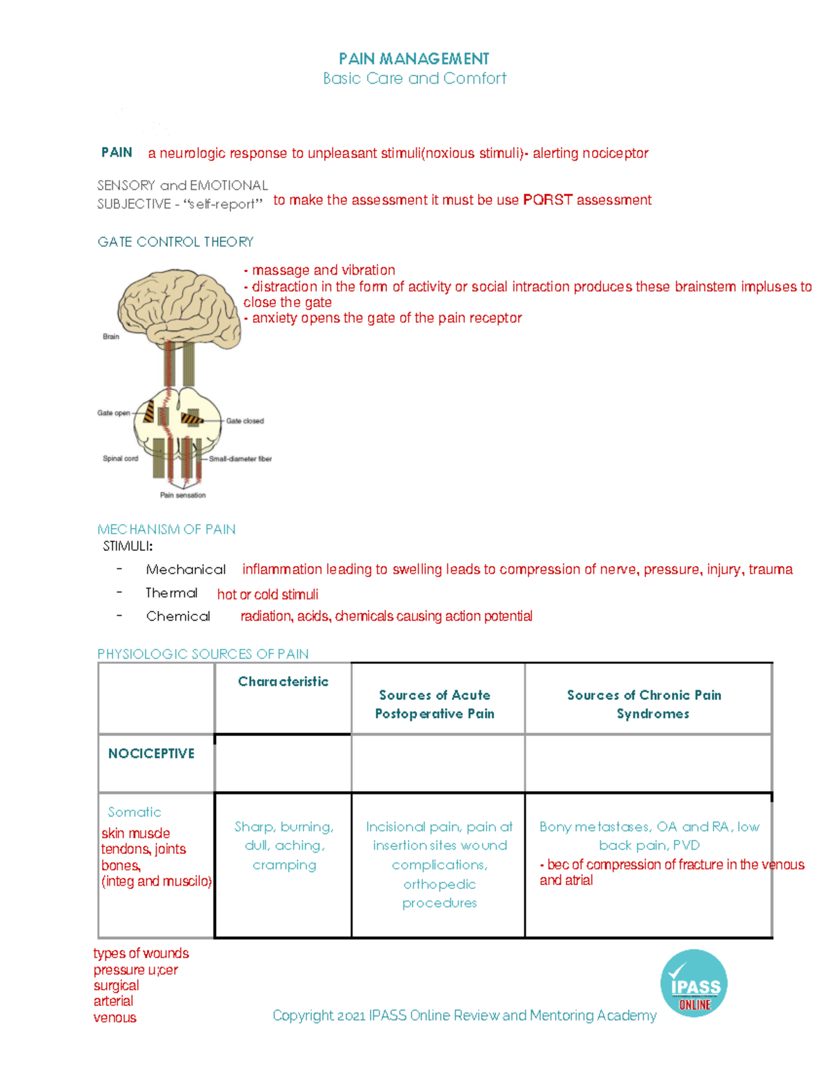 Basic Care and Comfort Pain Management - Basic Care and Comfort ...