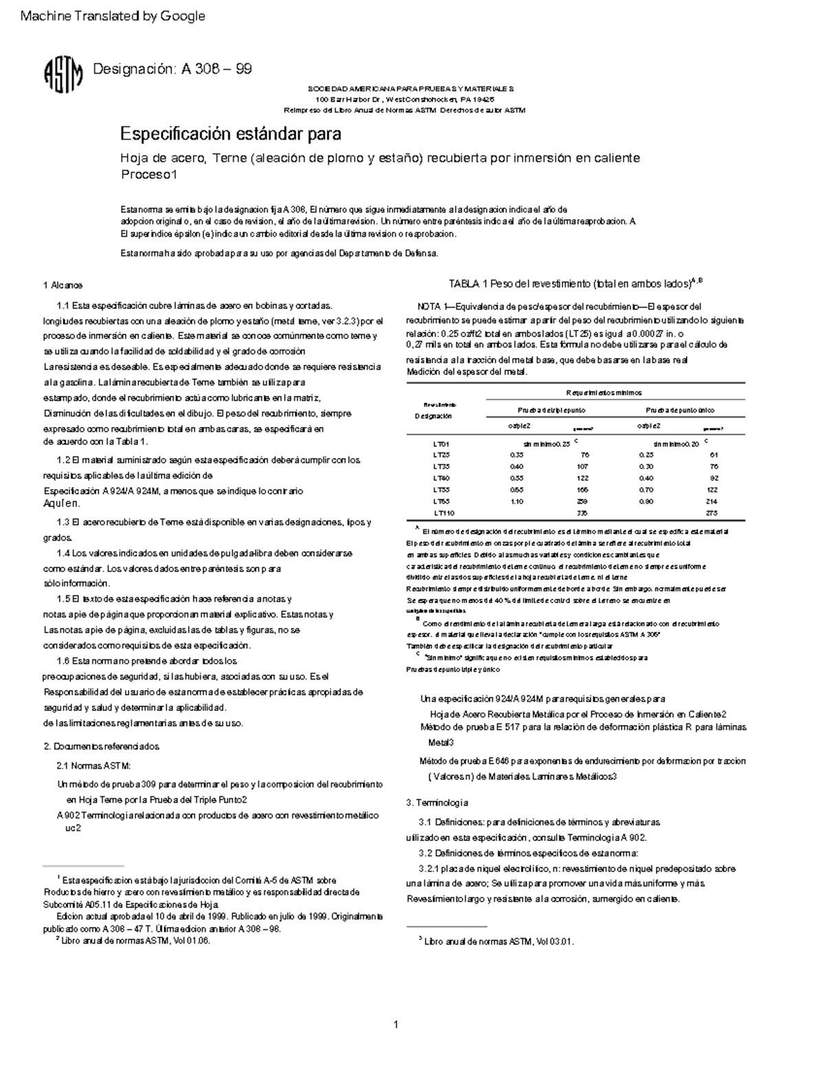 Astm-a-308 - materialpara aislamiento - ####### A B, Especificación ...