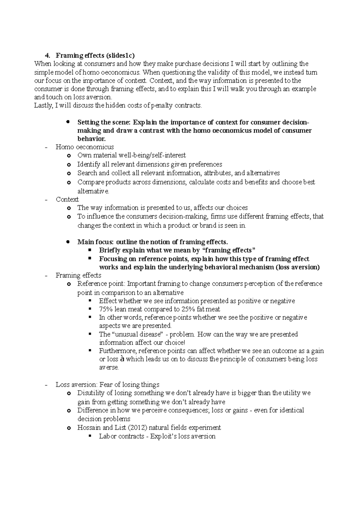 4. Framing effects - assignment - 4. Framing effects (slides1c) When ...