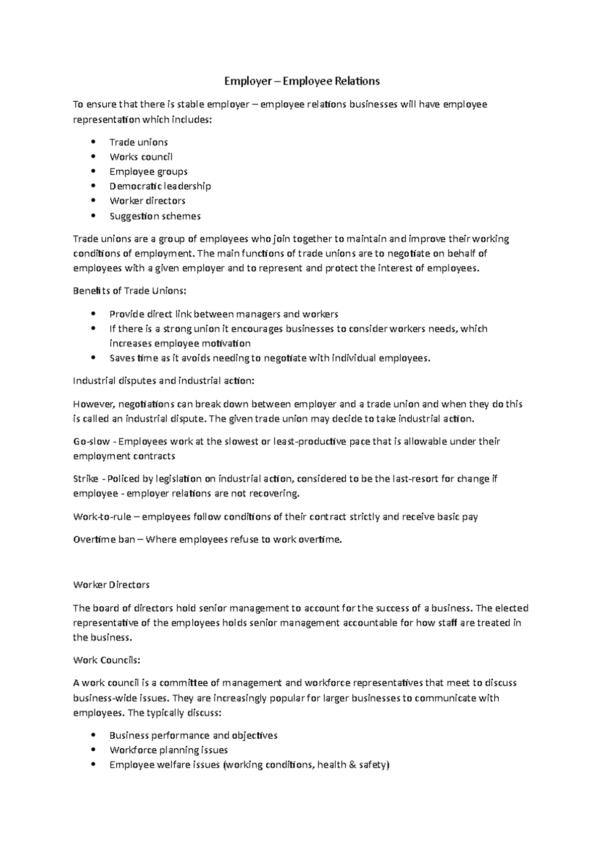 Employer-Employee Relations - Employer – Employee Relations To ensure ...