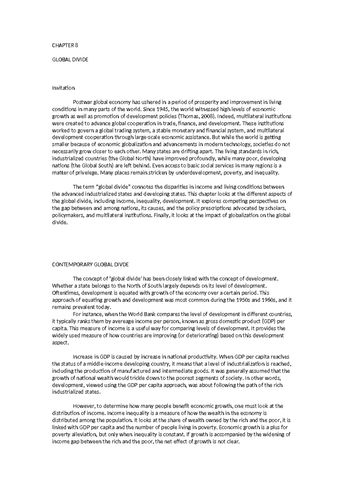 Global Divide Chapter 8 Global Divide Invitation Postwar Global