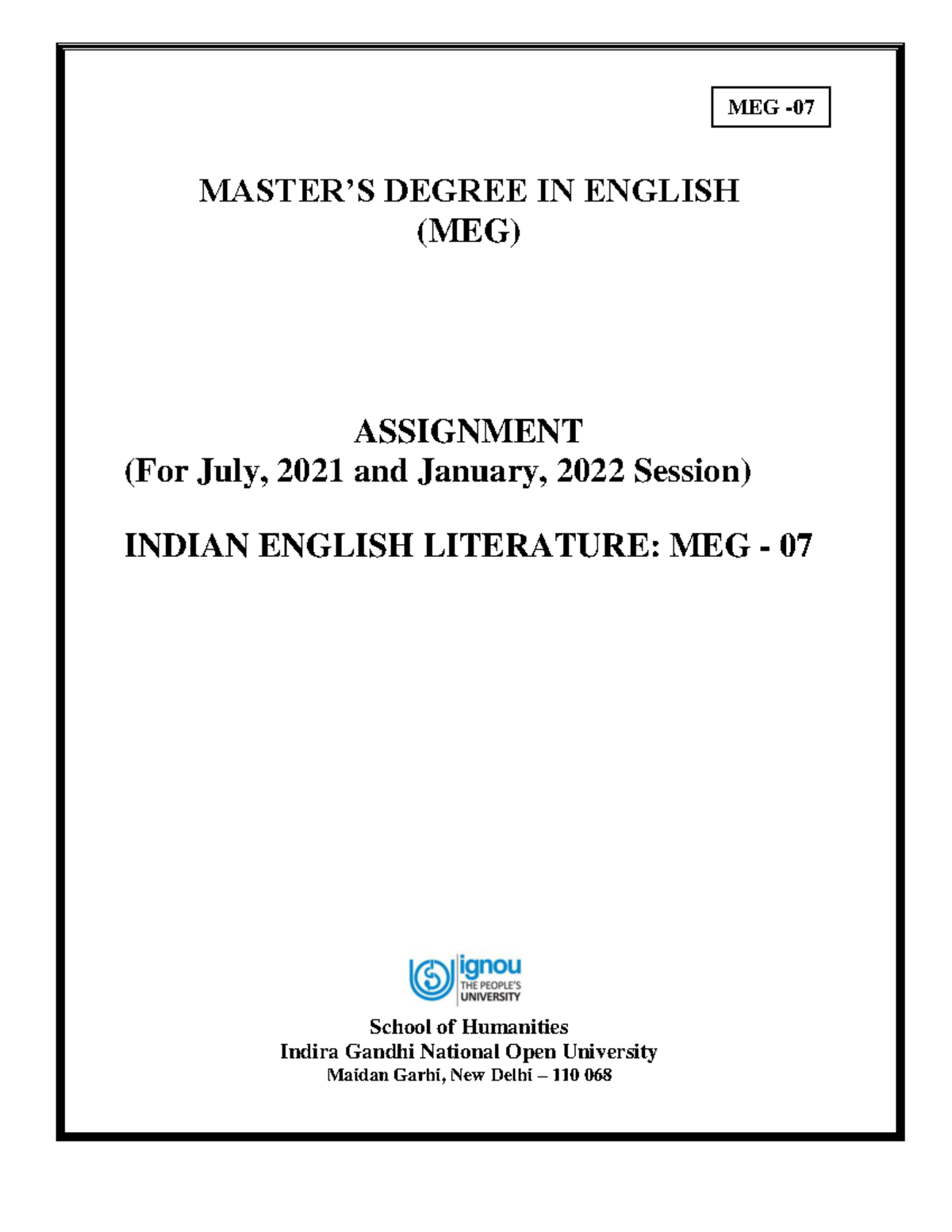 master degree assignment example