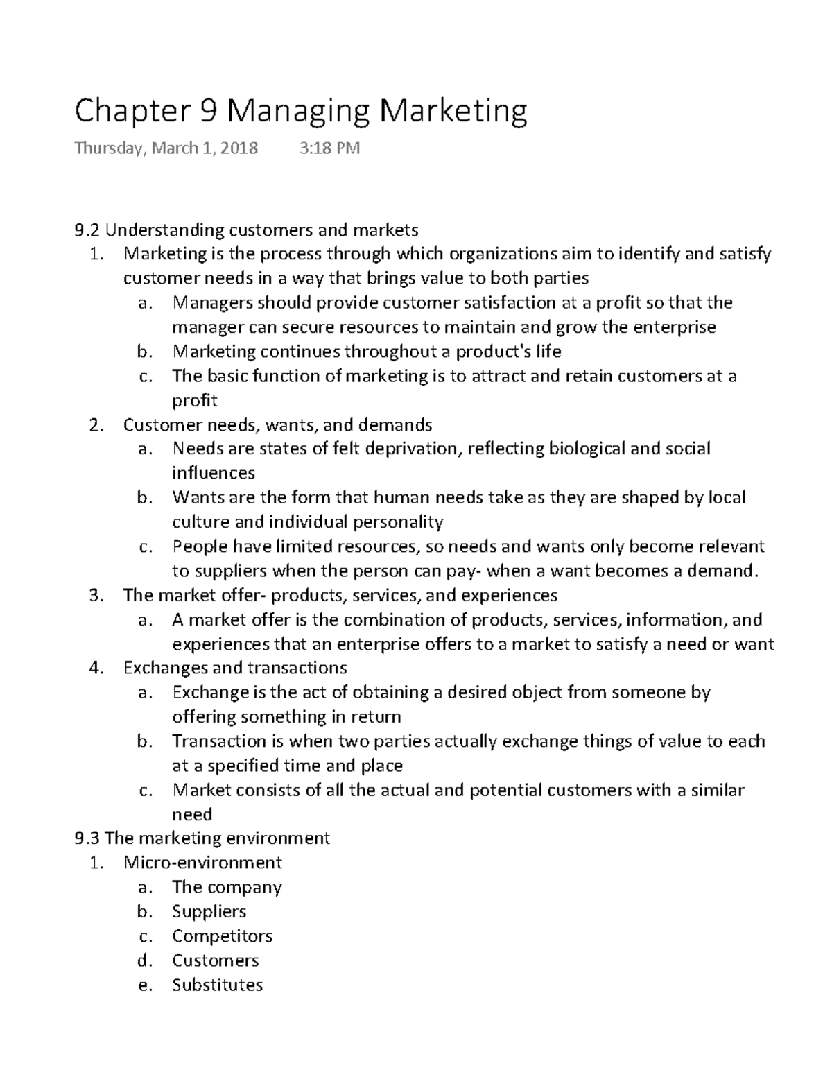 Pdf Chapter 9 Managing Marketing Chapter 9 Managing Marketing