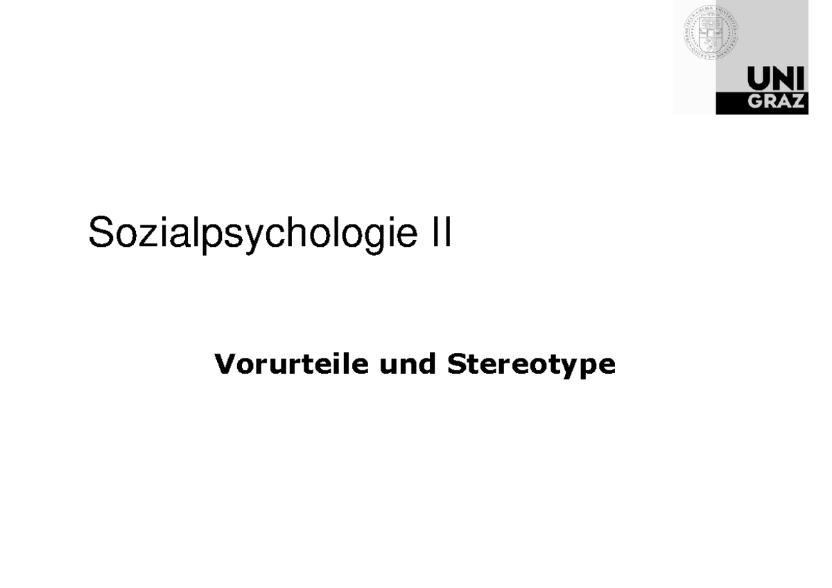 Vorlesungsnotizen, Vorlesung 5 Vorurteile Und Stereotype ...