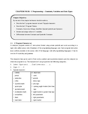 Chapter Eight - Introduction to C programming - CHAPTER EIGHT: C ...