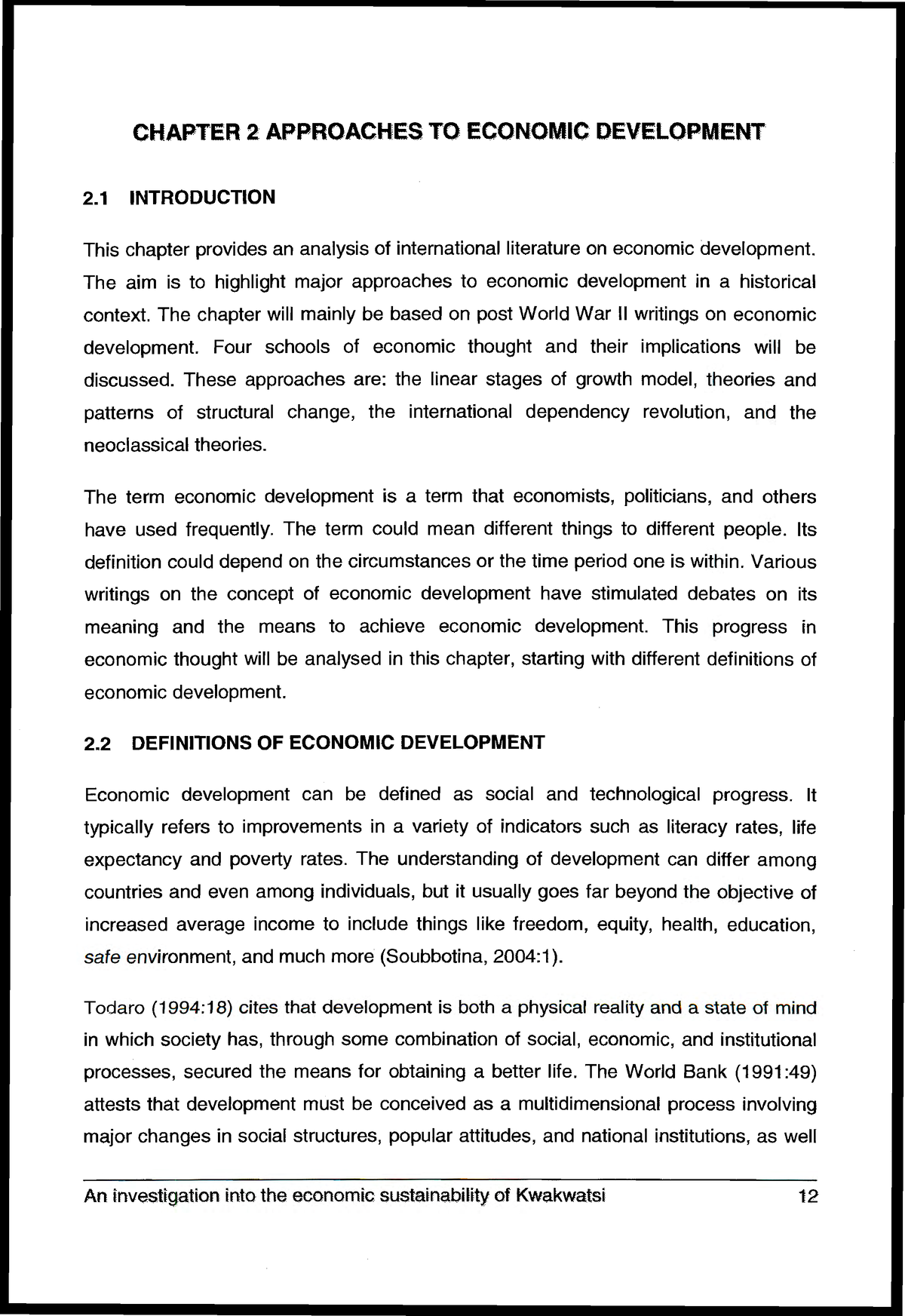 dissertation on economic development