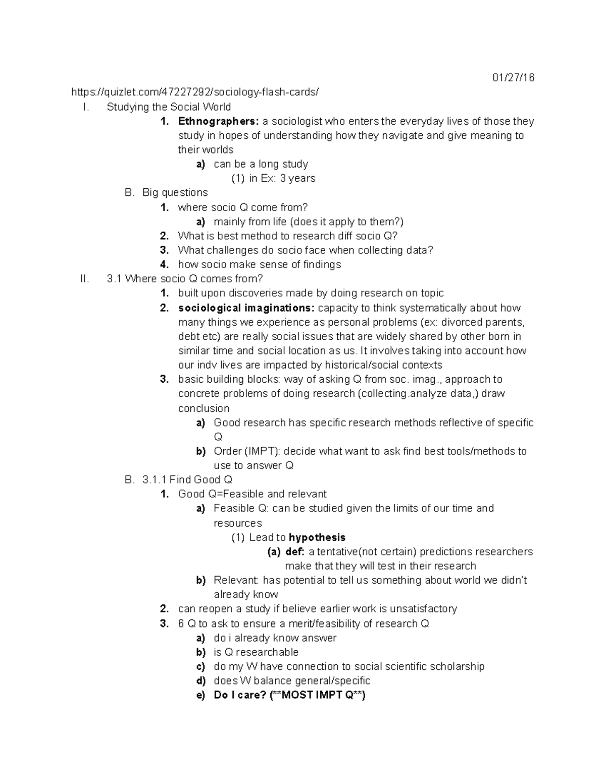 Ch 3 - Lecture notes 3.5 - 01/27/ quizlet/47227292/sociology-flash ...