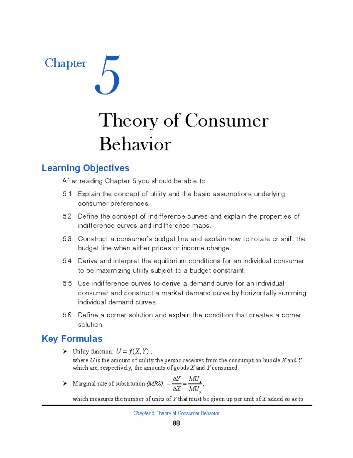 12e SW Chap 05 88-117 - Chapter 5: Theory Of Consumer Behavior Chapter ...