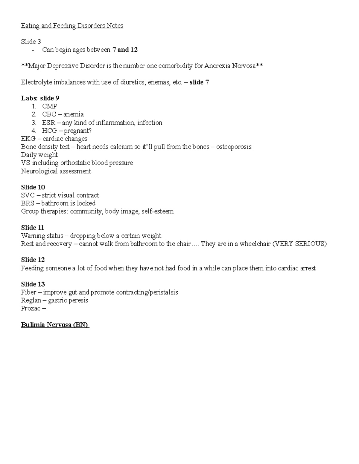 Eating and Feeding Disorders Notes Today - Eating and Feeding Disorders ...