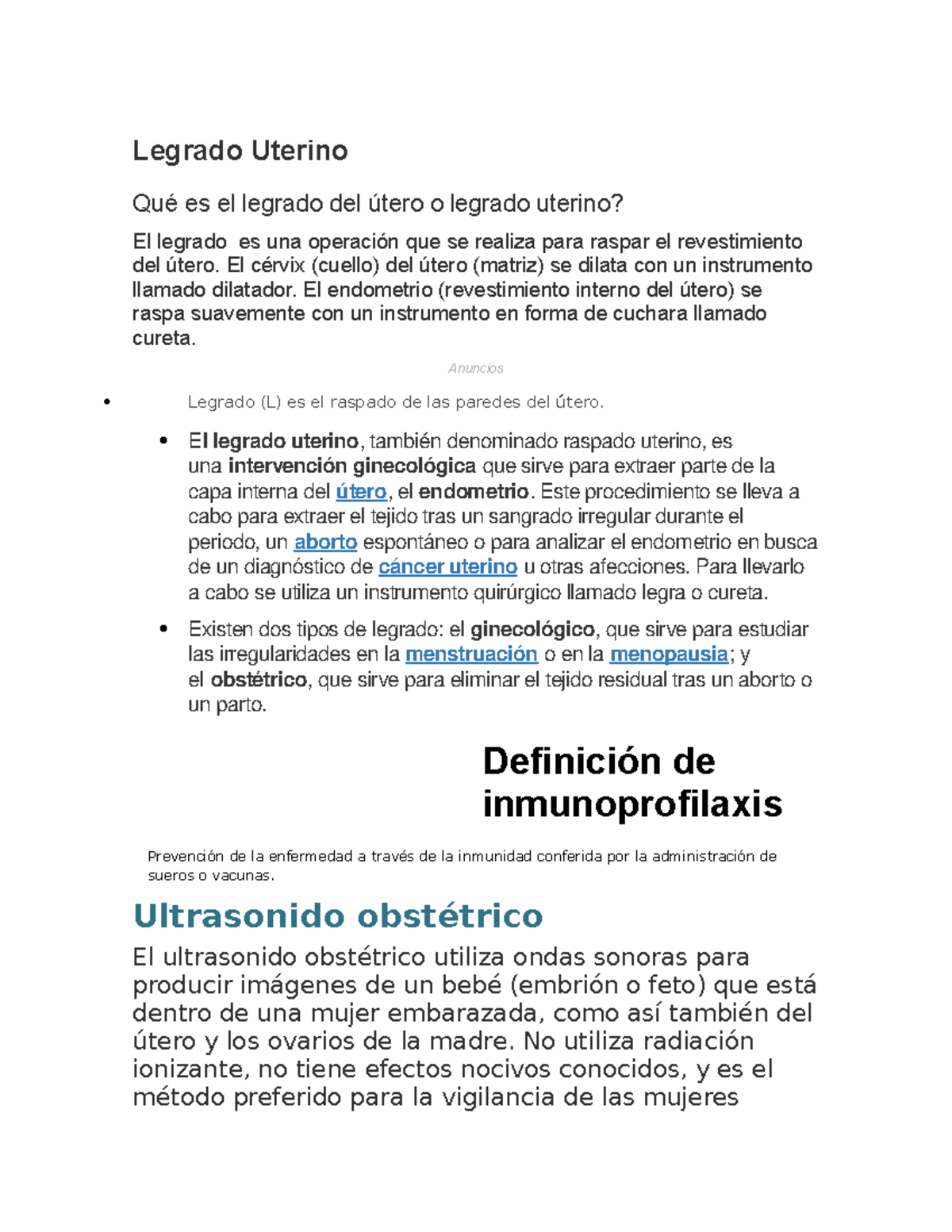 Legrado Uterino - Lecture notes 6-7 - Legrado Uterino ####### Qué es el ...
