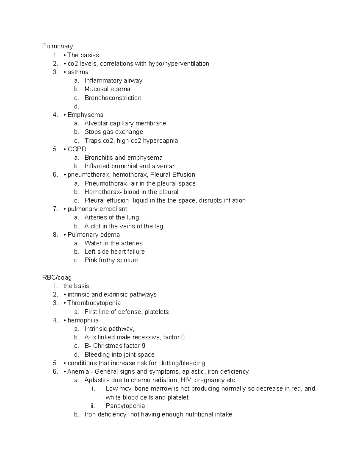 Quiz 2 - Course work - Pulmonary 1. • The basies 2. • co2 levels ...