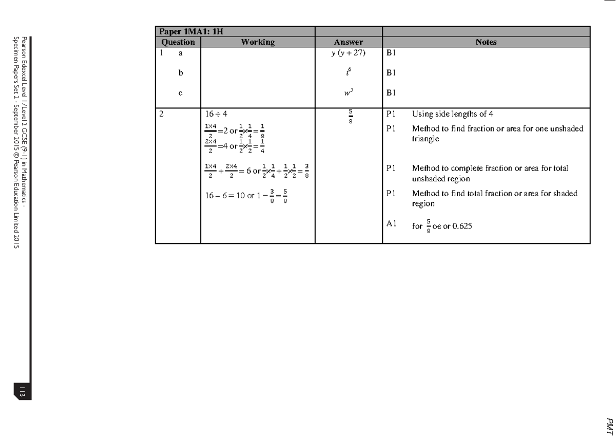 Specimen 2 MS copy Pearson Edexcel Level 1/Level 2 GCSE (91) in Mathematics Specimen Papers