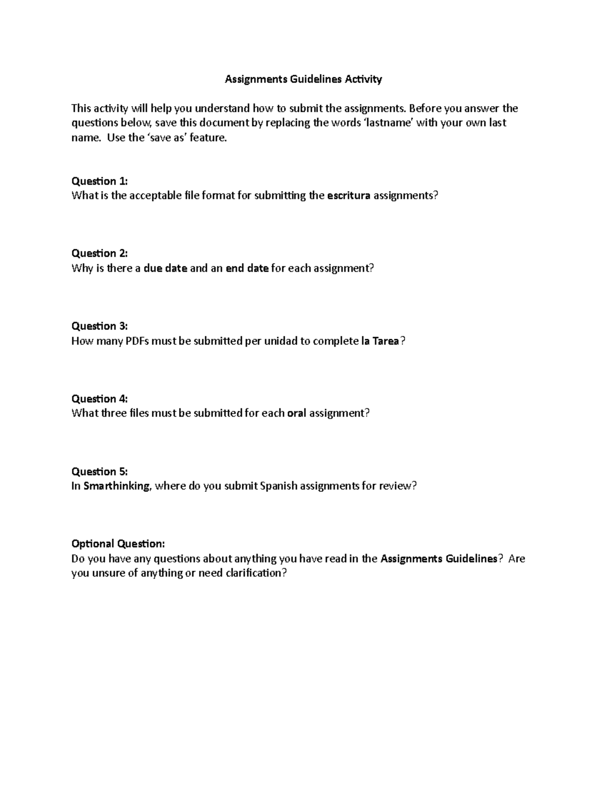1010 Assignments Guidelines Last Name - Assignments Guidelines Activity ...