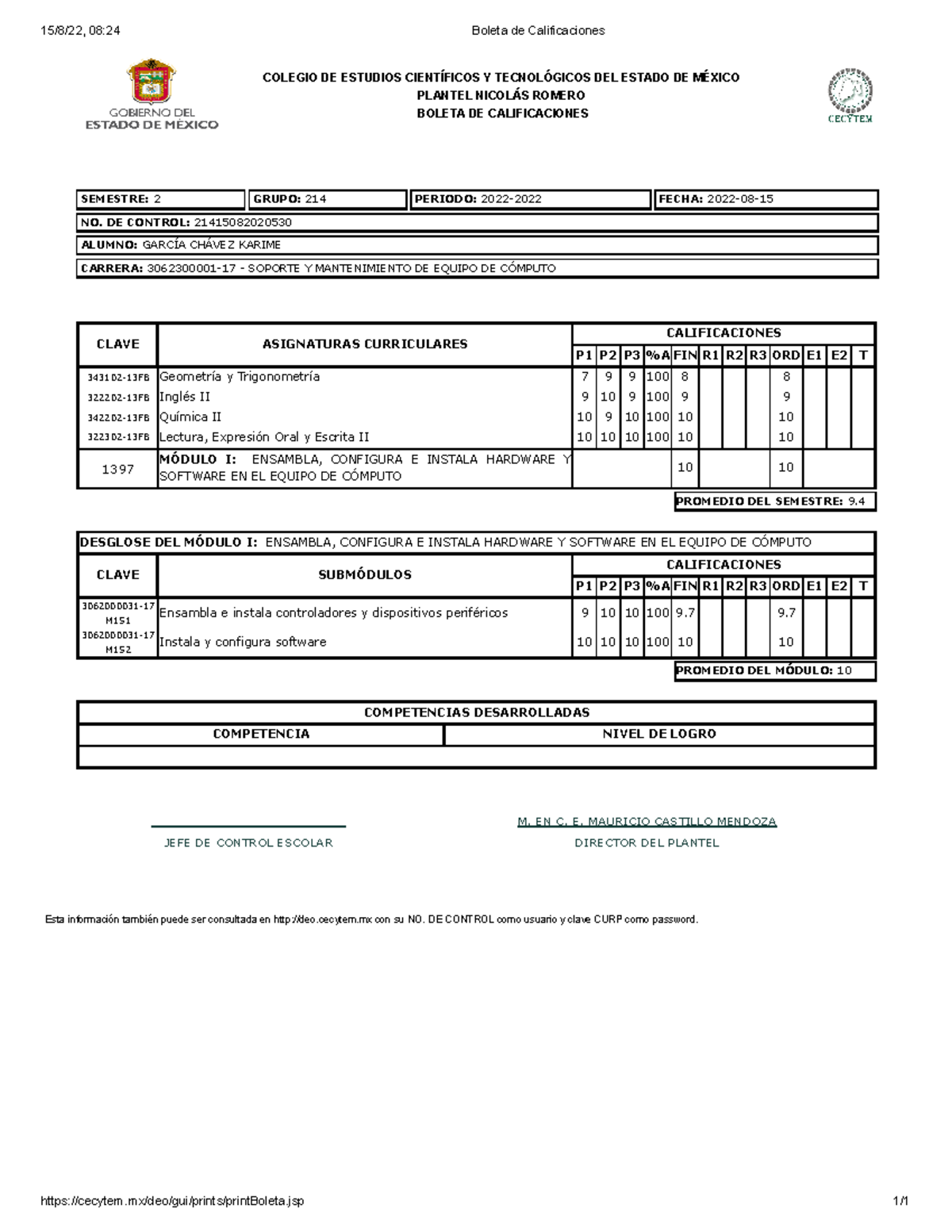 Boleta de Calificaciones - 15/8/22, 08:24 Boleta de Calificaciones ...