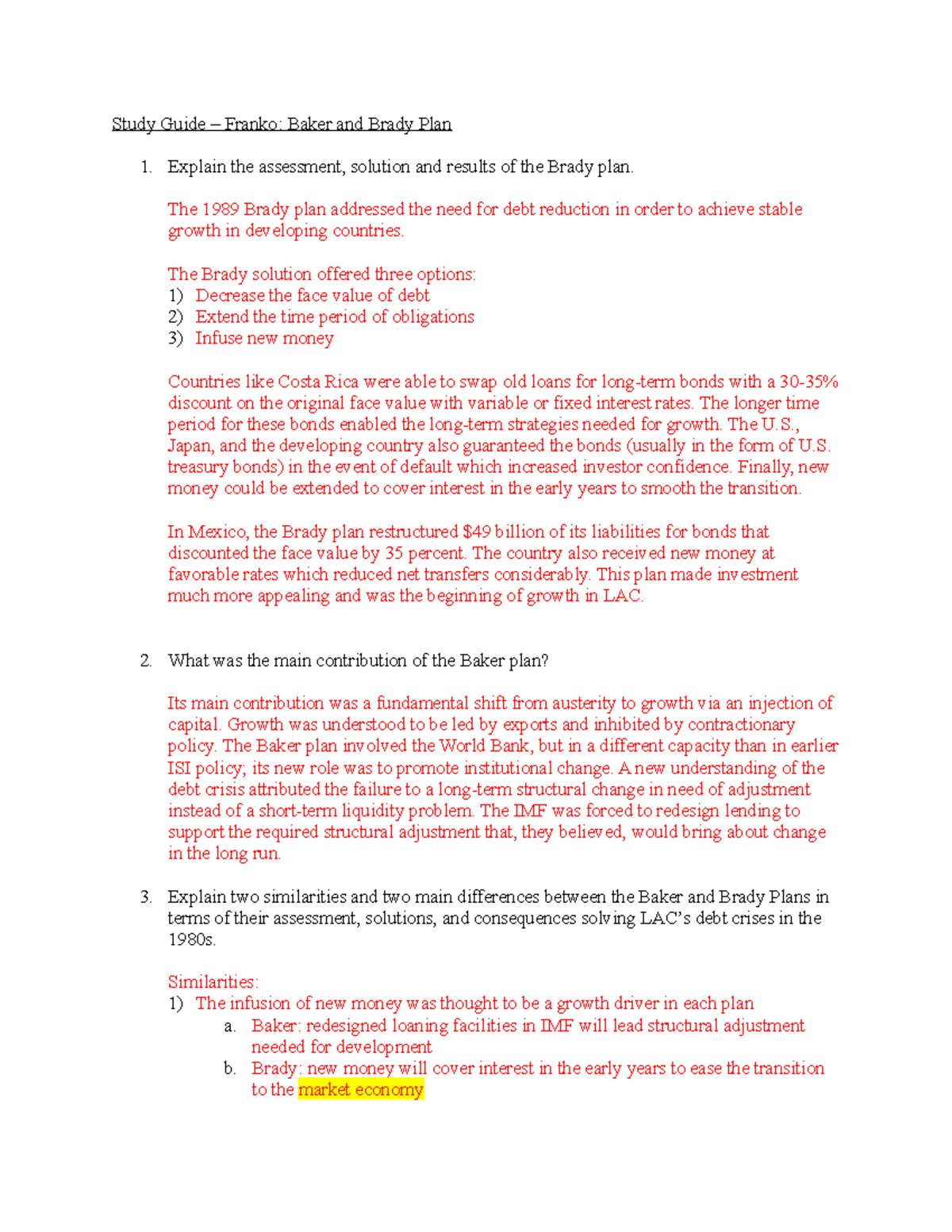 Study Guide Baker and Brady Plan Study Guide Franko Baker and