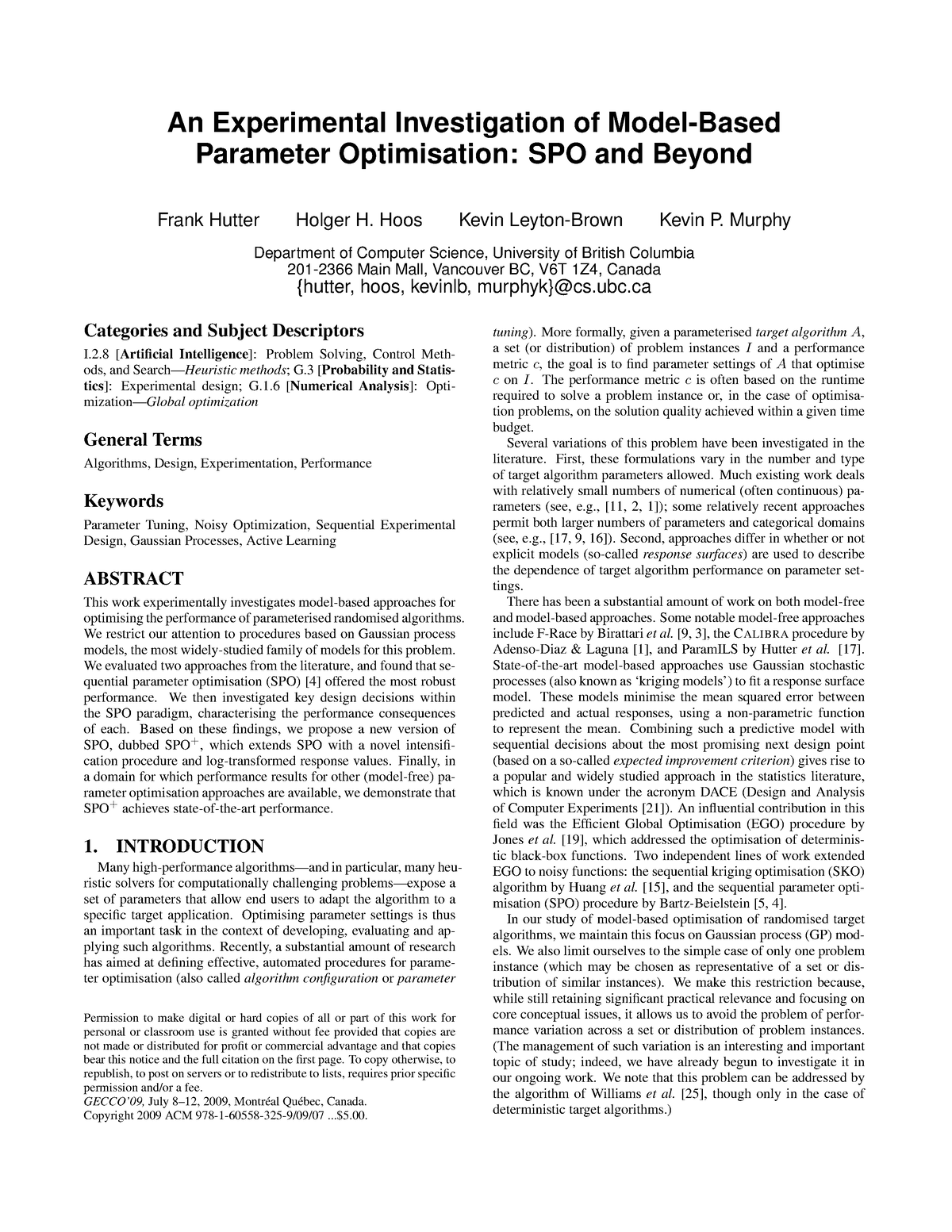 An Experimental Investigation Of Model-Based Parameter Optimisation SPO ...