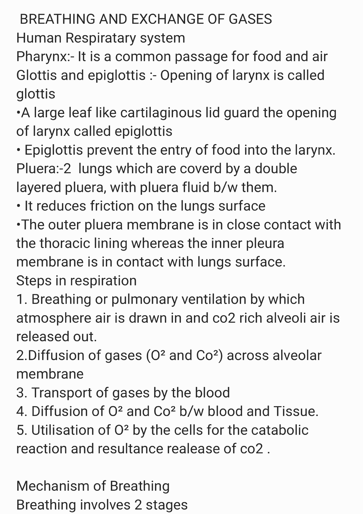 Breathing And Exchange Of Gases - Biology Breathing Process - Studocu