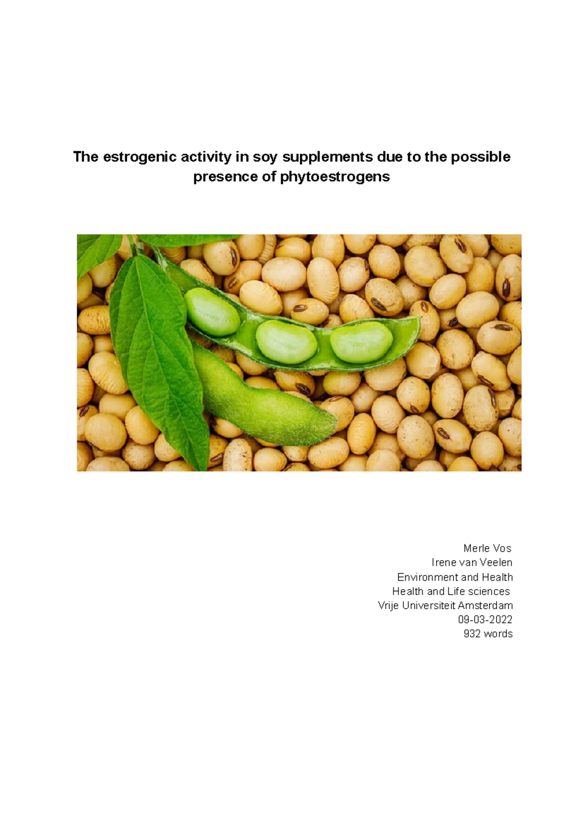 Practicum Fytoestrogenen The estrogenic activity in soy supplements