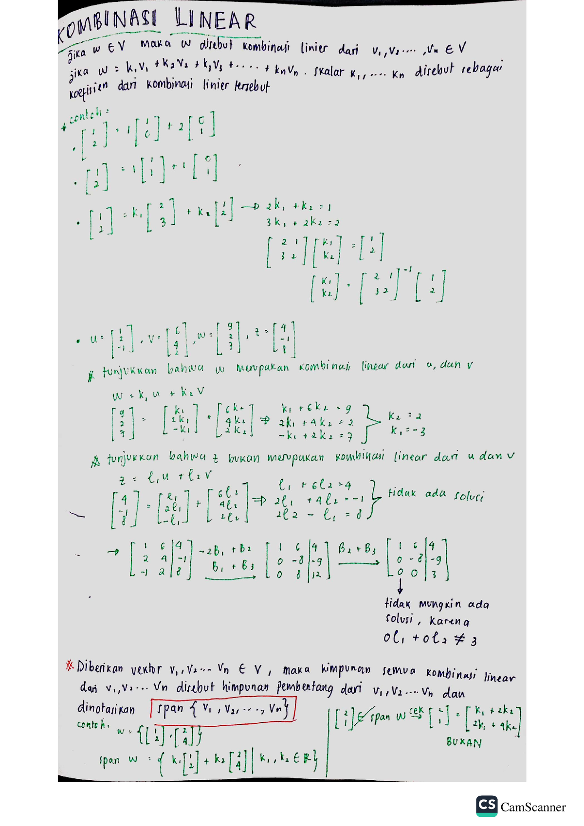 Kombinasi Linear Dan Notasi Alternatif Vektor - Aljabar Linier ...