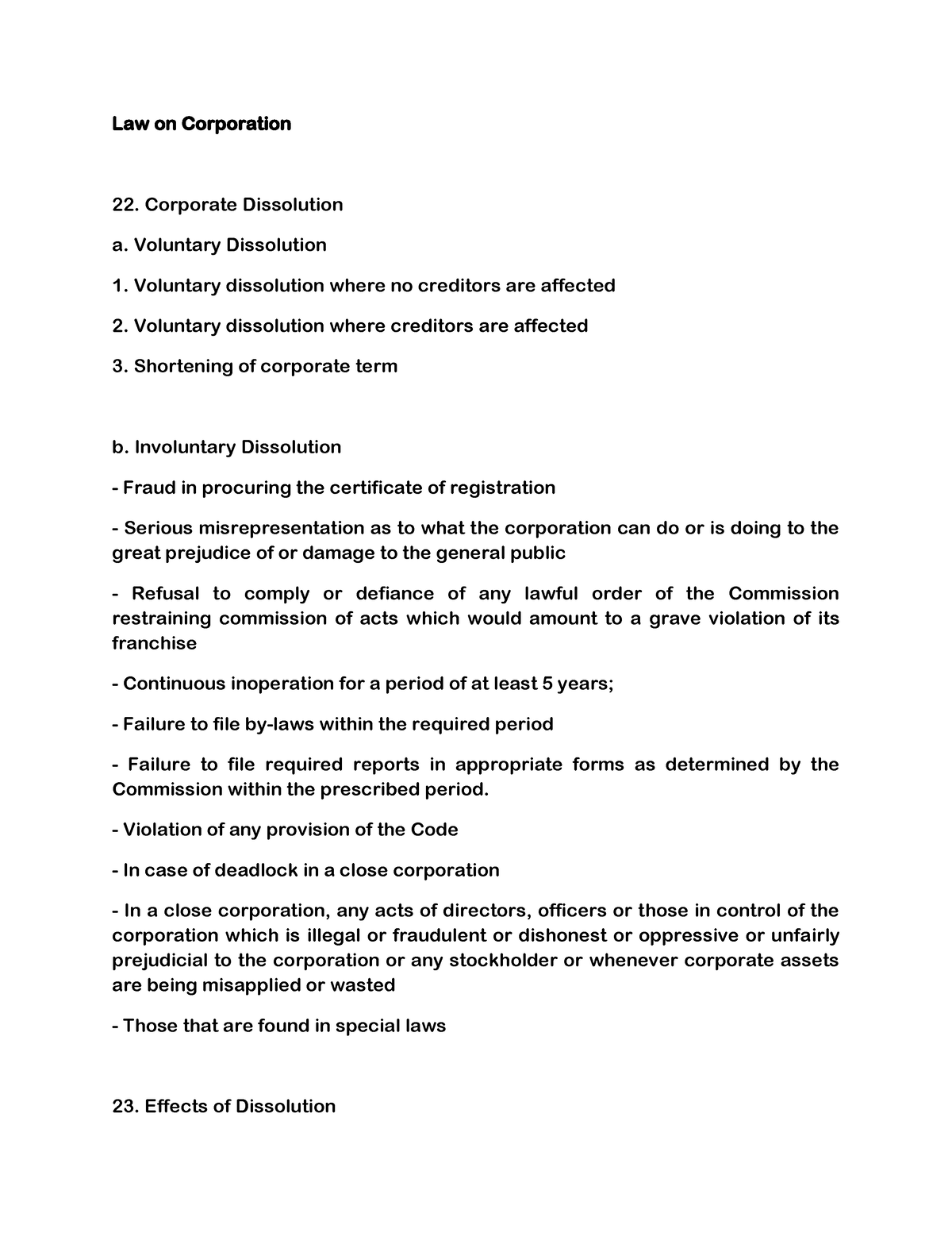 Corporate Dissolution - Law On Corporation Corporate Dissolution A ...