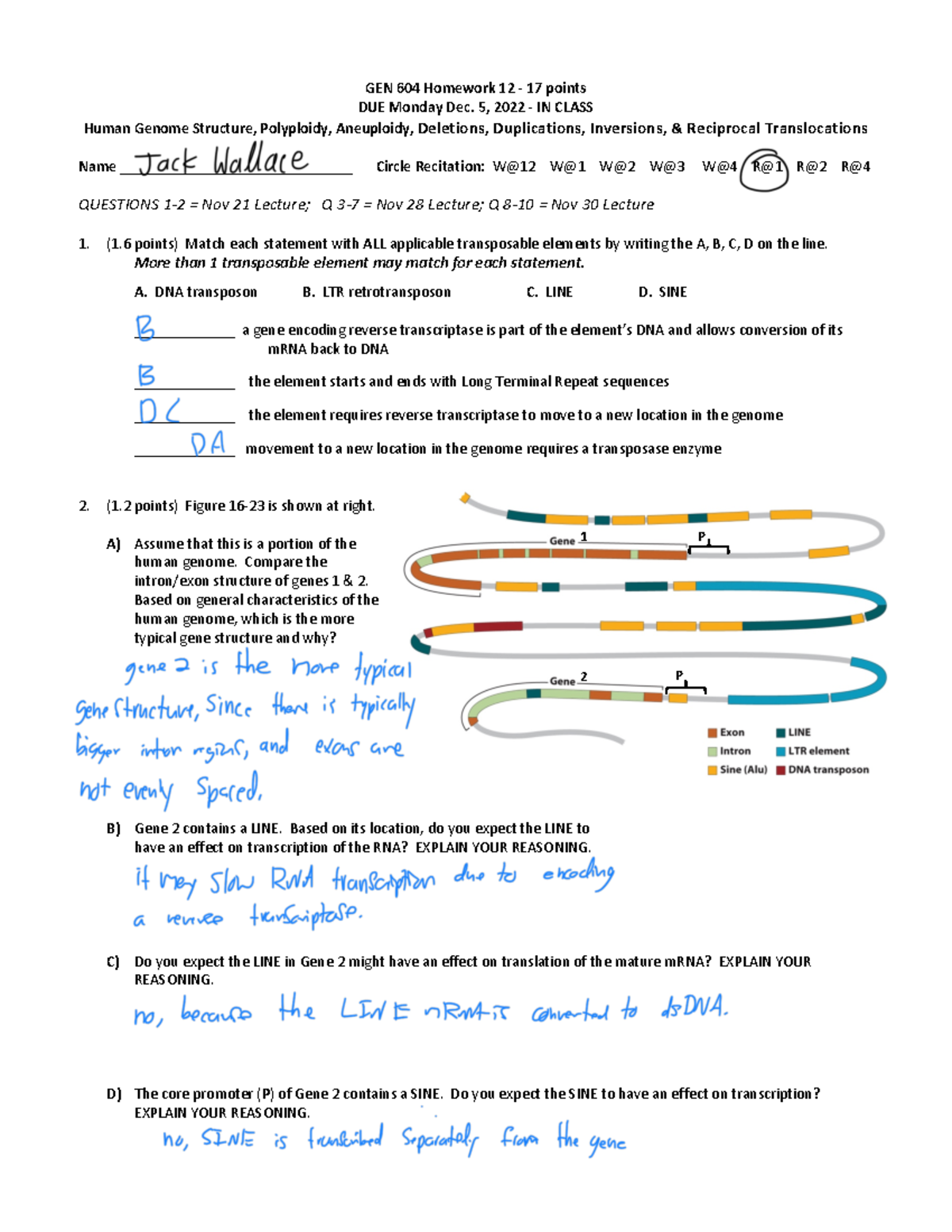 Homework+12 - Weekly homework - GEN 604 Homework 1 2 - 17 points DUE ...