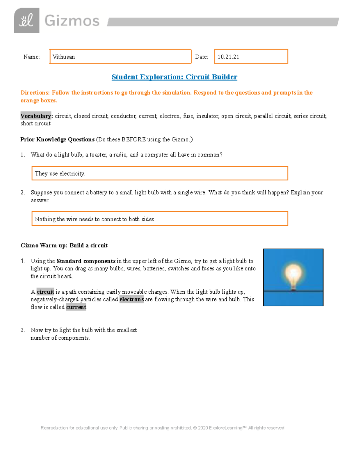 Grade 9 Circuit Builder Gizmos 2021/2022 - Studocu