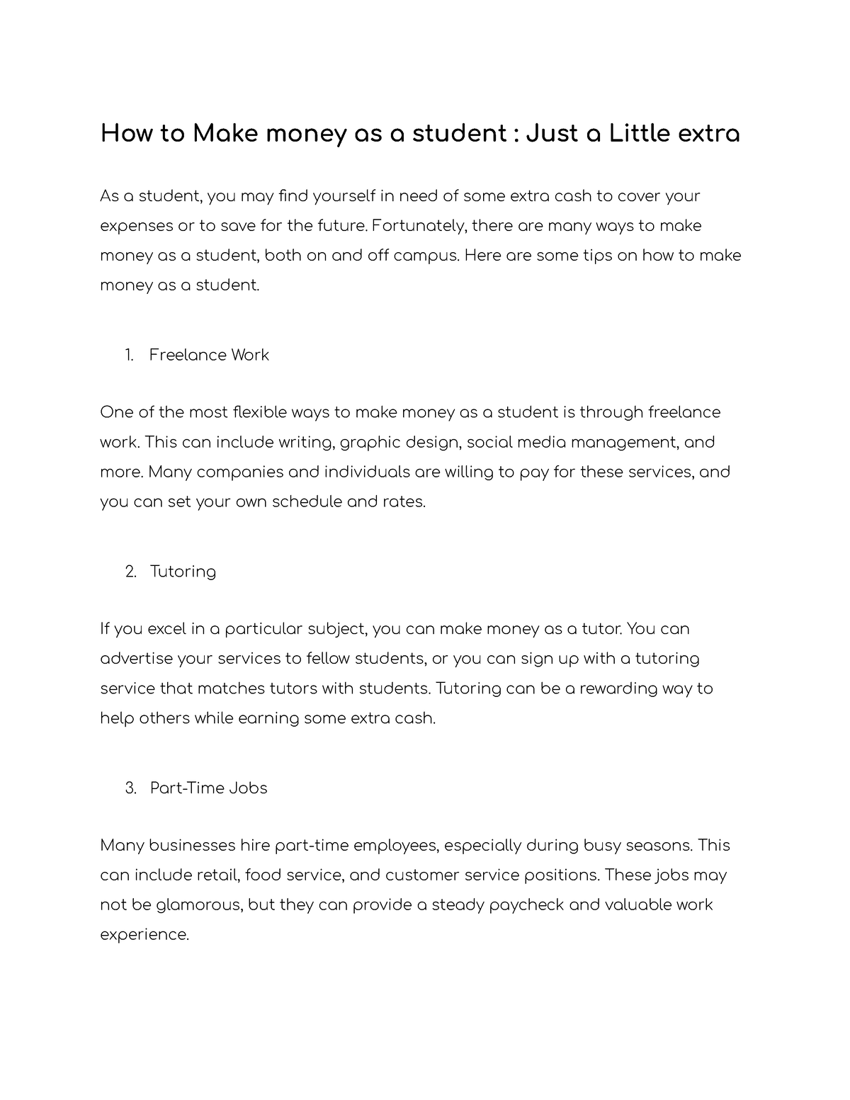 assignment how to make money