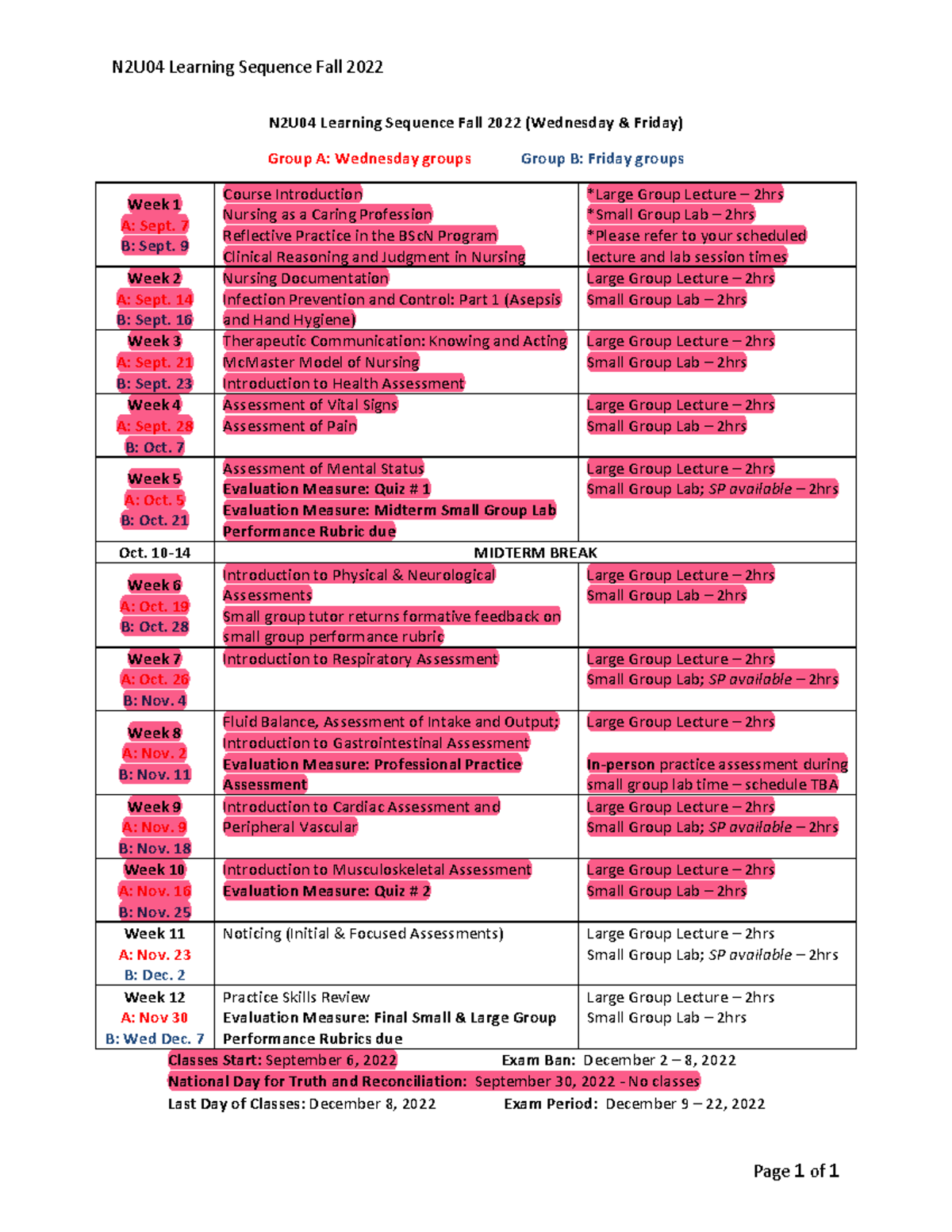 course sequence nursing uottawa