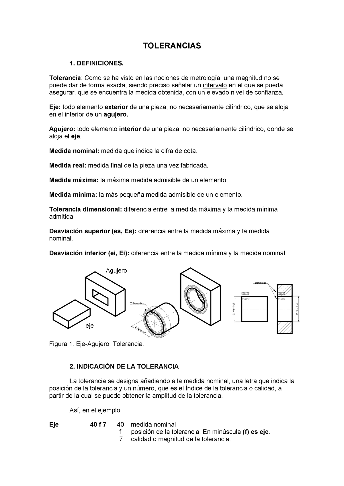 Tablas De Tolerancias - TRABAJO - TOLERANCIAS 1. DEFINICIONES ...