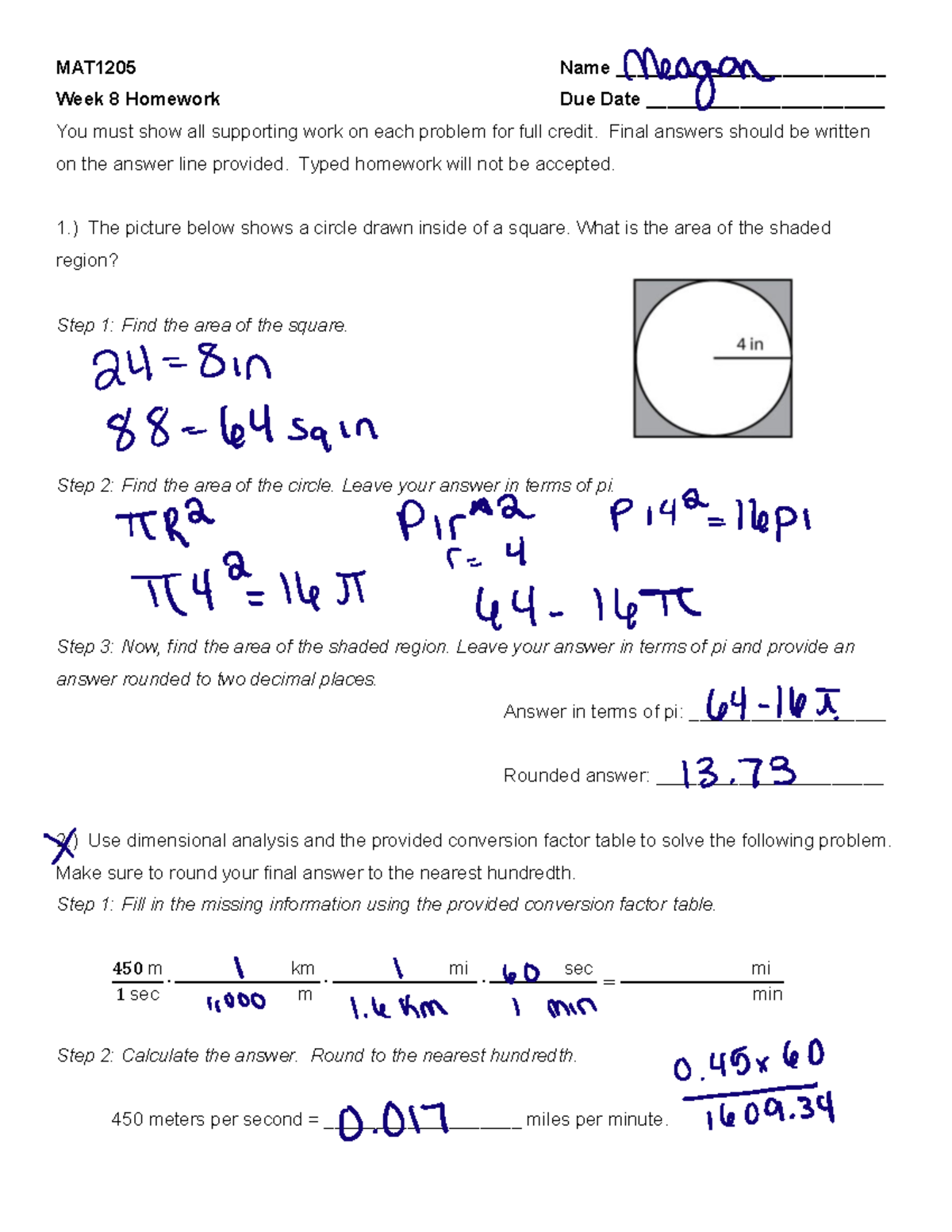 MAT1205+Week+8+Homework - MAT1205 Name __________________________ Week ...