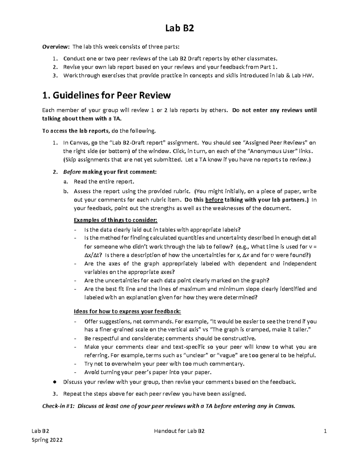 Lab B2 - Handout- V6 3 - Lab B2 Handout For Lab B2 1 Overview: The Lab ...