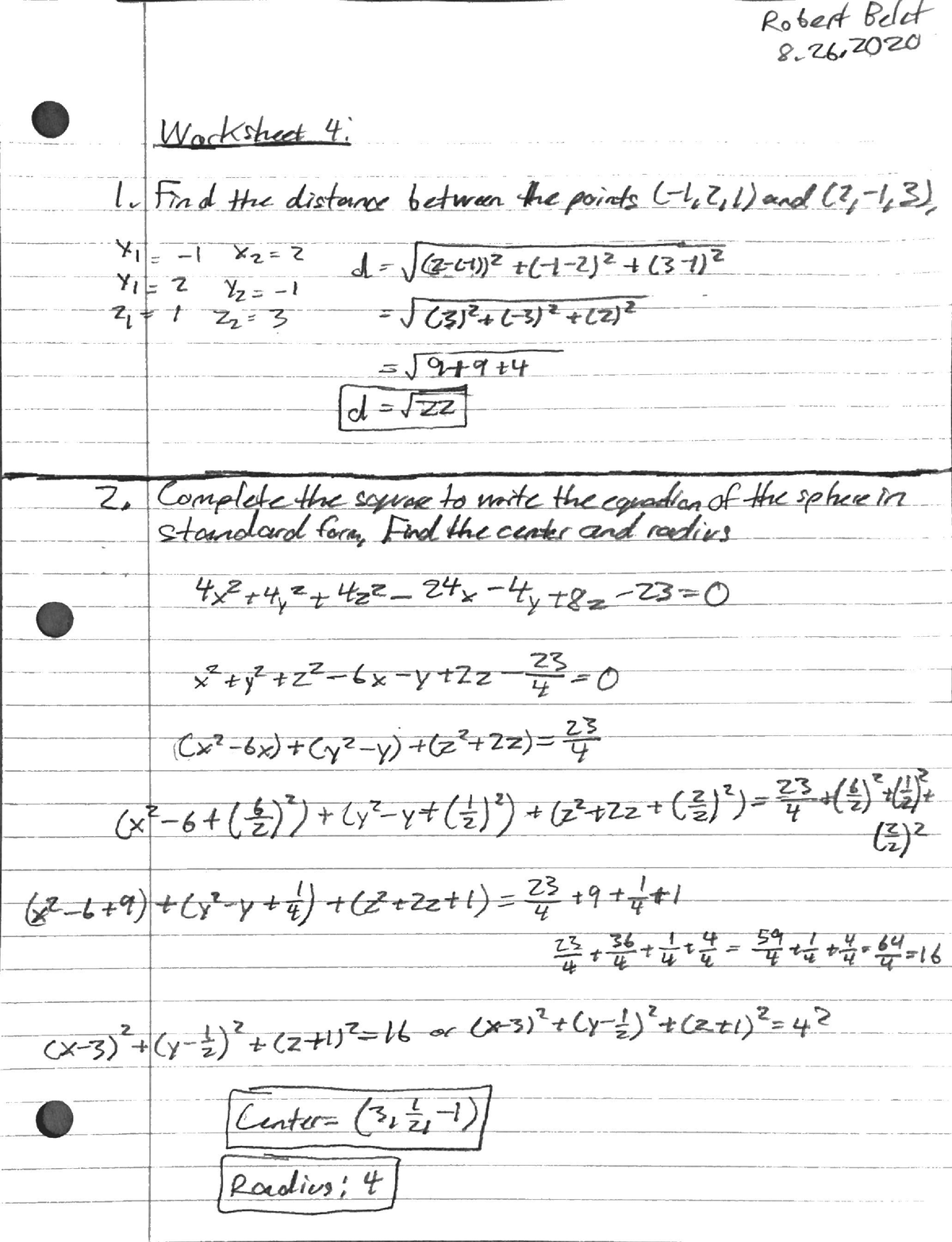 Worksheet 4 - Calculus III Problems - MAC 2313 - Studocu