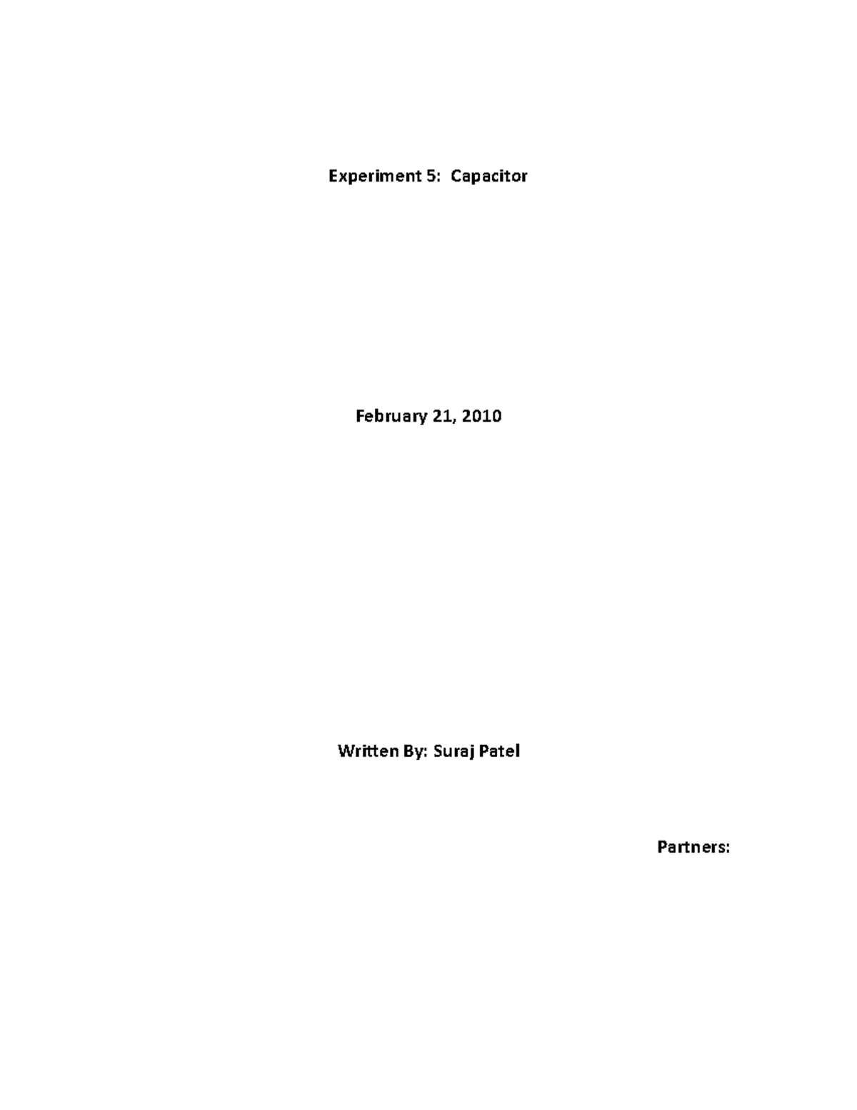 lab report physics matriculation experiment 1 capacitor