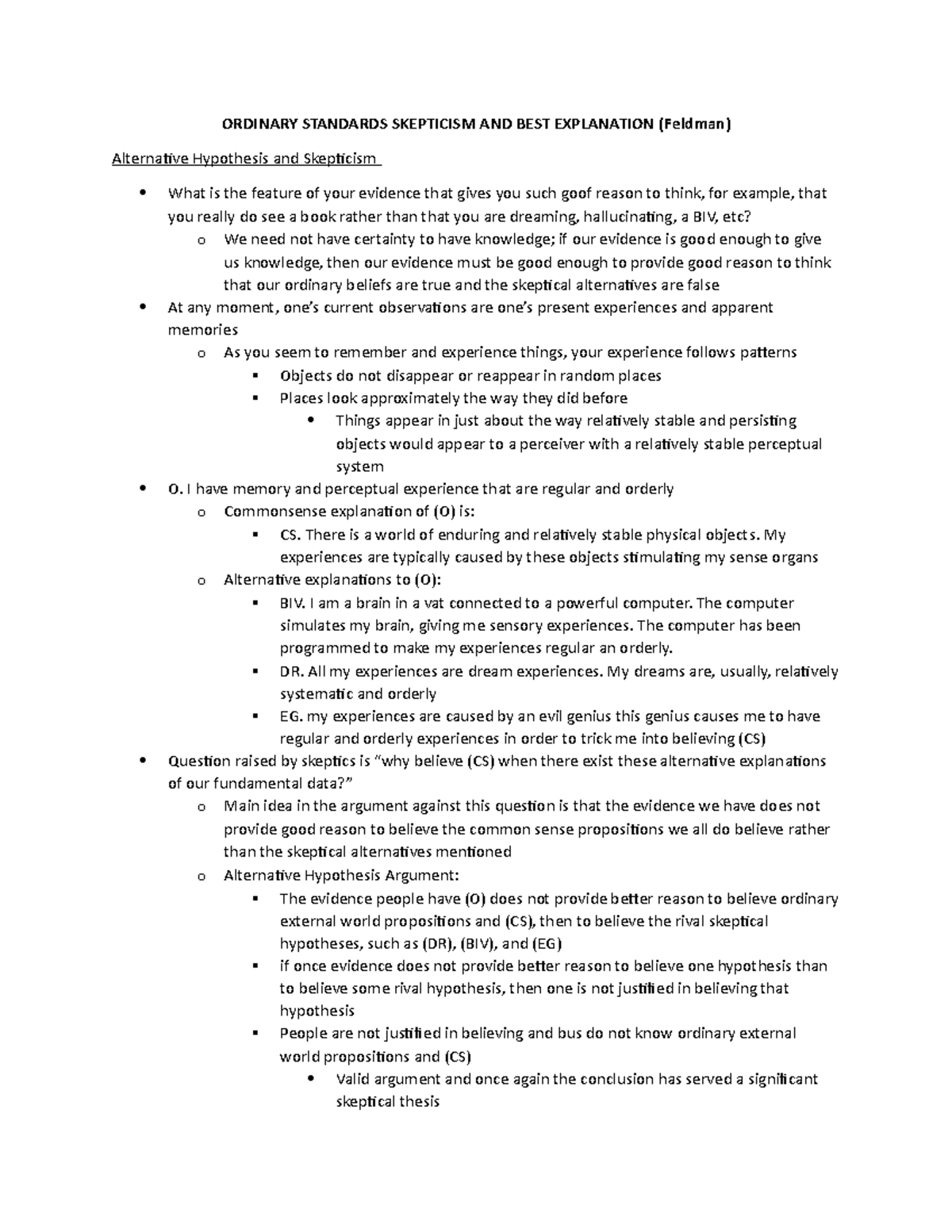 Ordinary Standards Skepticism and Best Explanation ORDINARY STANDARDS