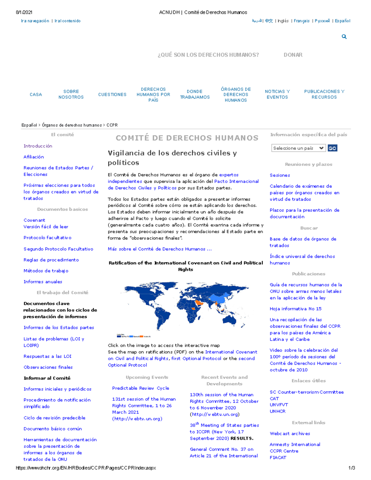 Acnudh Comité De Derechos Humanos - 8/1/2021 ACNUDH | Comité De ...