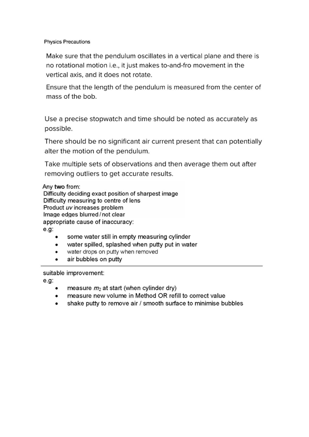 Physics Paper 6 0625 all you need to know - Physics Precautions Make ...