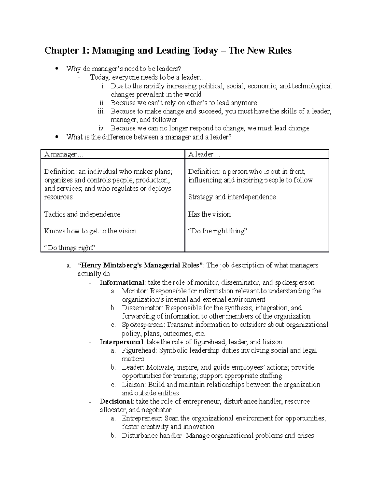 Principles Of Management Final Exam Study Guide - Chapter 1: Managing ...