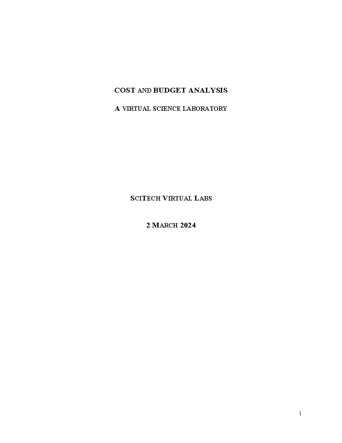 COST and Budget Analysis - COST AND BUDGET ANALYSIS A VIRTUAL SCIENCE ...