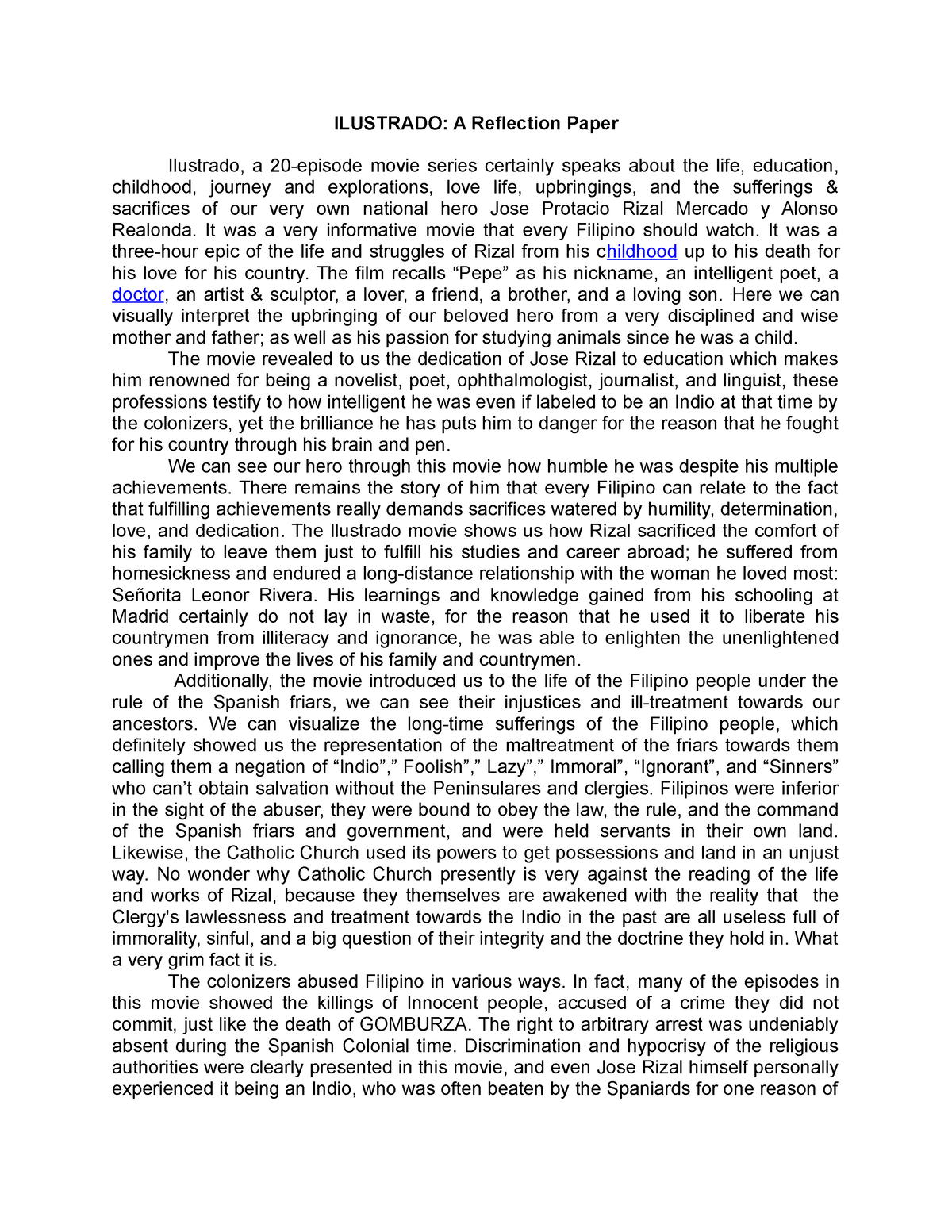 GEC109 (Life And Works Of Rizal) Reflection Paper Ilustrado - ILUSTRADO ...