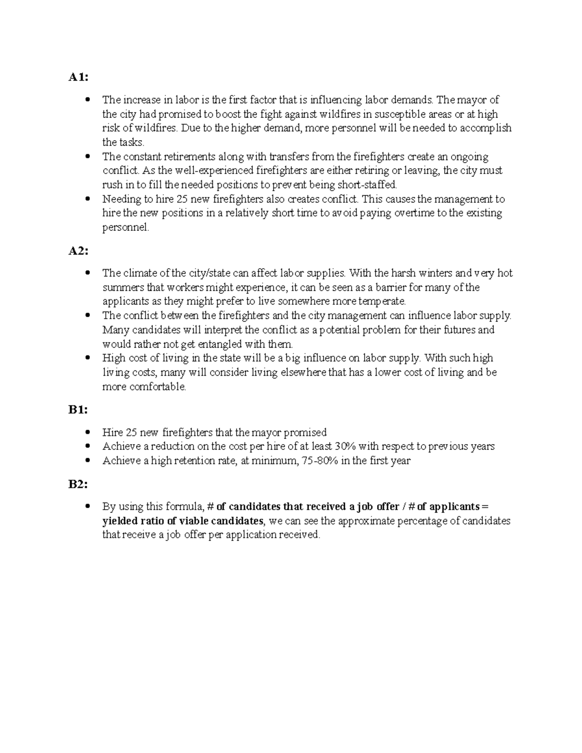 Task 1 C234 - Passed - A1: The increase in labor is the first factor ...