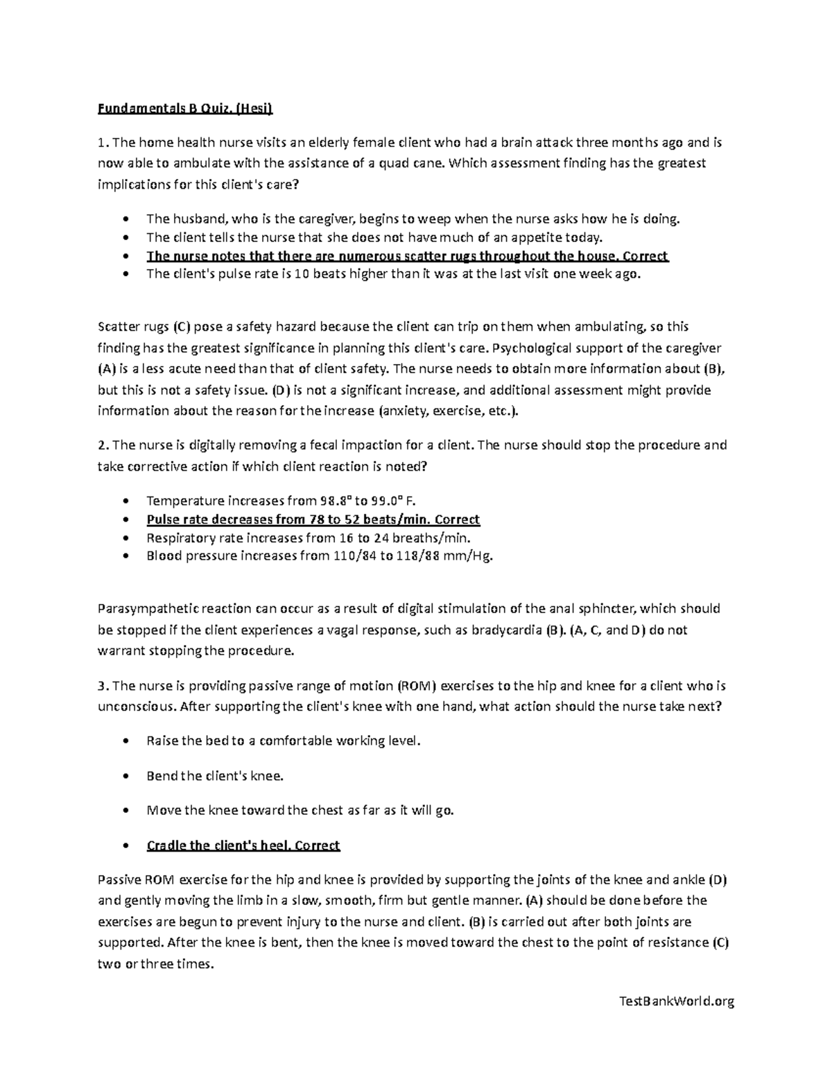 Fundamentals Quiz - Fundamentals B Quiz. (Hesi) 1. The home health ...