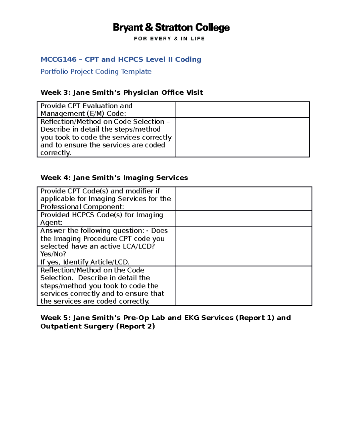 MCCG146 - Portfolio Project Coding Template - MCCG146 – CPT and HCPCS ...