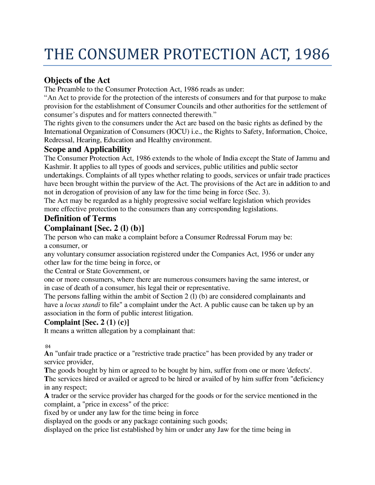 THE Consumer Protection ACT 1986 - THE CONSUMER PROTECTION ACT, 1986 ...