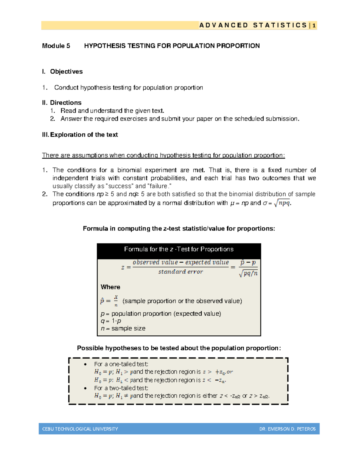 hypothesis testing one population calculator